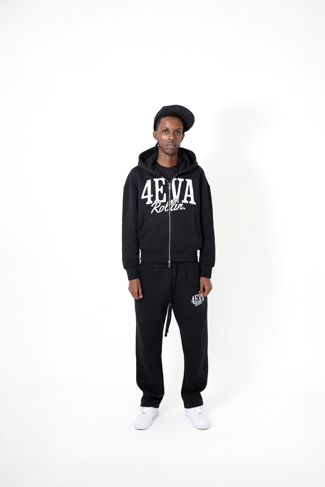 Black 4EVA Zip Up Tracksuit