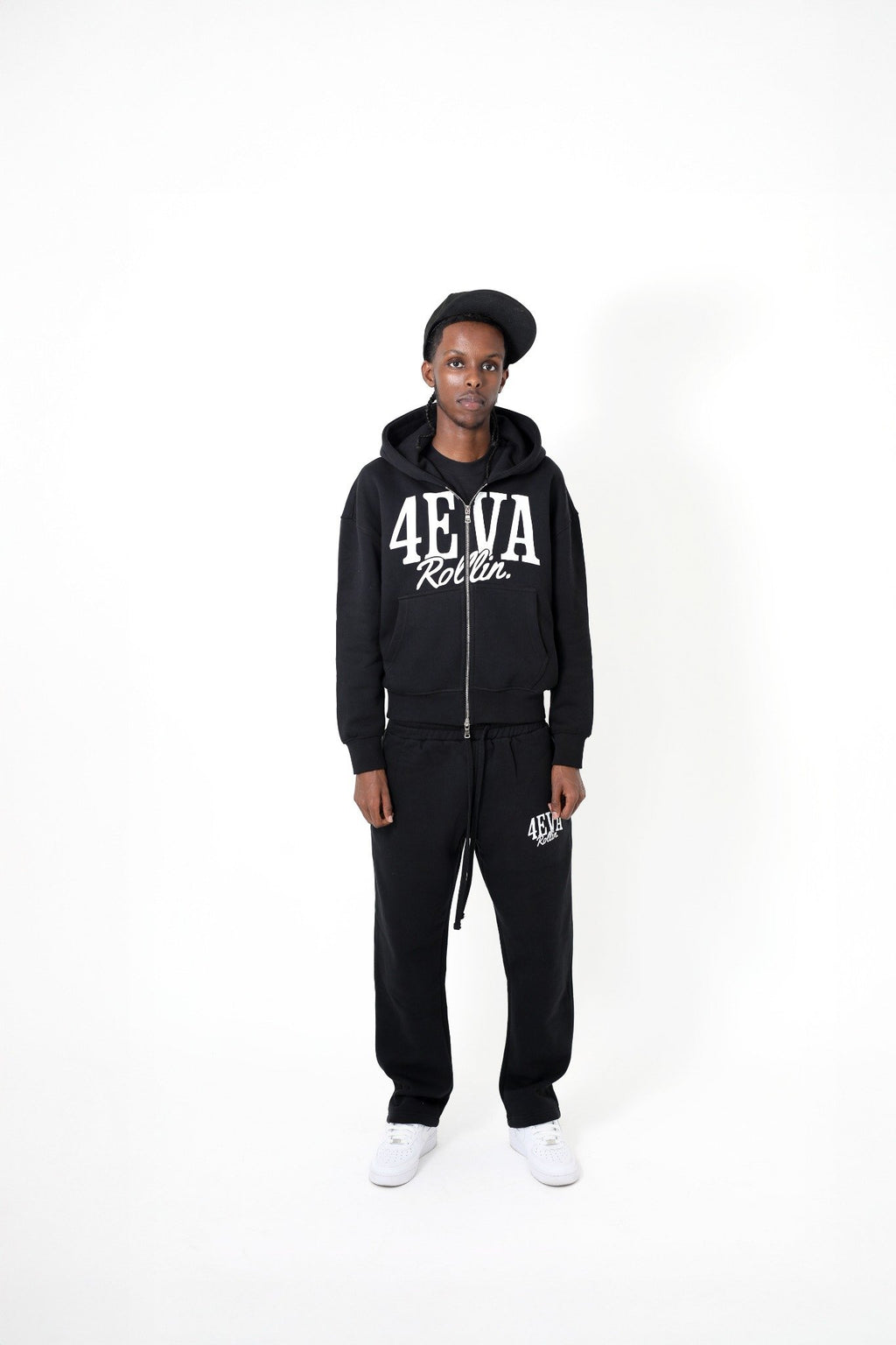 Black 4EVA Zip Up Tracksuit